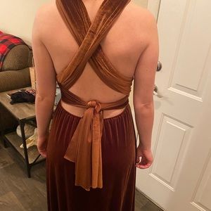 Etsy Copper Velvet Maxi Bridesmaid Dress